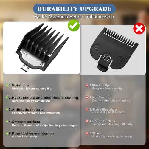 CR8GR8 for Wahl Clipper Guards Set, 10 Pcs Compatible with Wahl Guards for Clippers from 1/16" to 1", Universal Barber Guards with Metal Clip fits #31