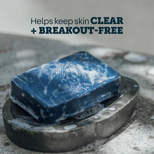 Oars + Alps Exfoliating & Moisturizing Bar Soap for Men, Deep Cleaning Soap, Clean Ingredients, All Skin Types, Blue Charcoal, 1pk