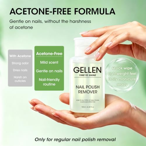 GELLEN Non-Acetone Nail Polish Remover with Pump Dispenser - Jasmine, 6.09 oz