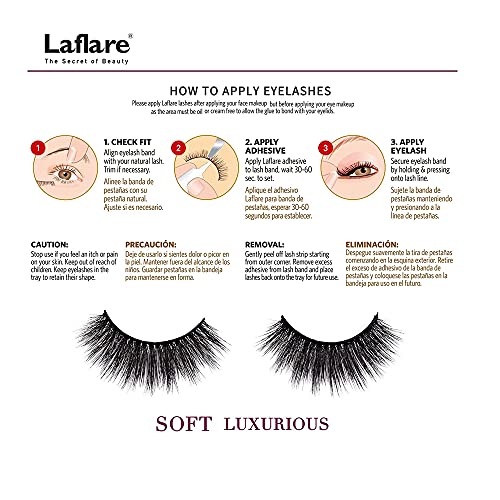 Laflare 3D Cashmere False Eyelashes Multipack, Ultra Soft, Glam, Luxurious, Cruelty-Free, Reusable, Fake Eyelashes 5 Pairs Value Pack (312X5P)