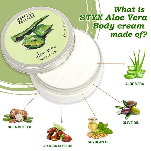 STYX ALOE VERA BODY CREAM - Aloe Vera After Sun Lotion for Sunburn Relief with Shea Butter, Jojoba Oil, Macadamia Oil, and Soybean Oil - Organic, Vegan, and Made in Austria