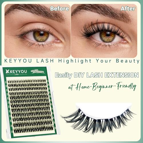 KEYYOU Flora D Curl Lash Clusters 8-18mm Mixed 132pcs
