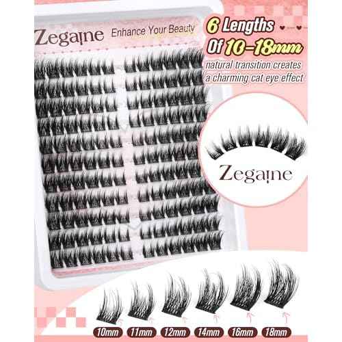 Cat Eye Lash Clusters With Spikes Manga Eyelash Clusters Wispy Cluster Eyelash Extensions C-Curly Left&Right Lash Clusters Anime Individual Lashes Pre-Mapped DIY Lash Extensions 10-18MM by Zegaine