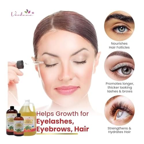 Verdana Organic Castor Oil, Cold Pressed & Hexane Free ? For Hair & Scalp Care, Eyelashes, Eyebrows & Skin Care ? USDA Certified, Pure & Natural ? 32 fl oz