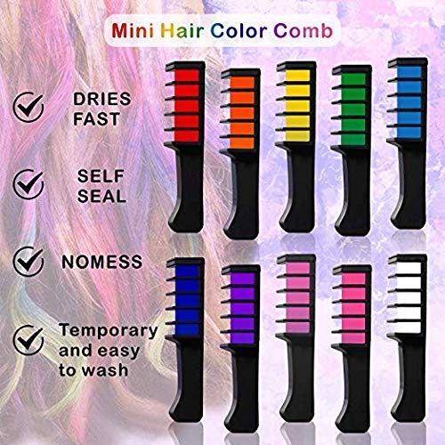 Kalolary 10-Color Washable Hair Chalk Comb Set for Kids