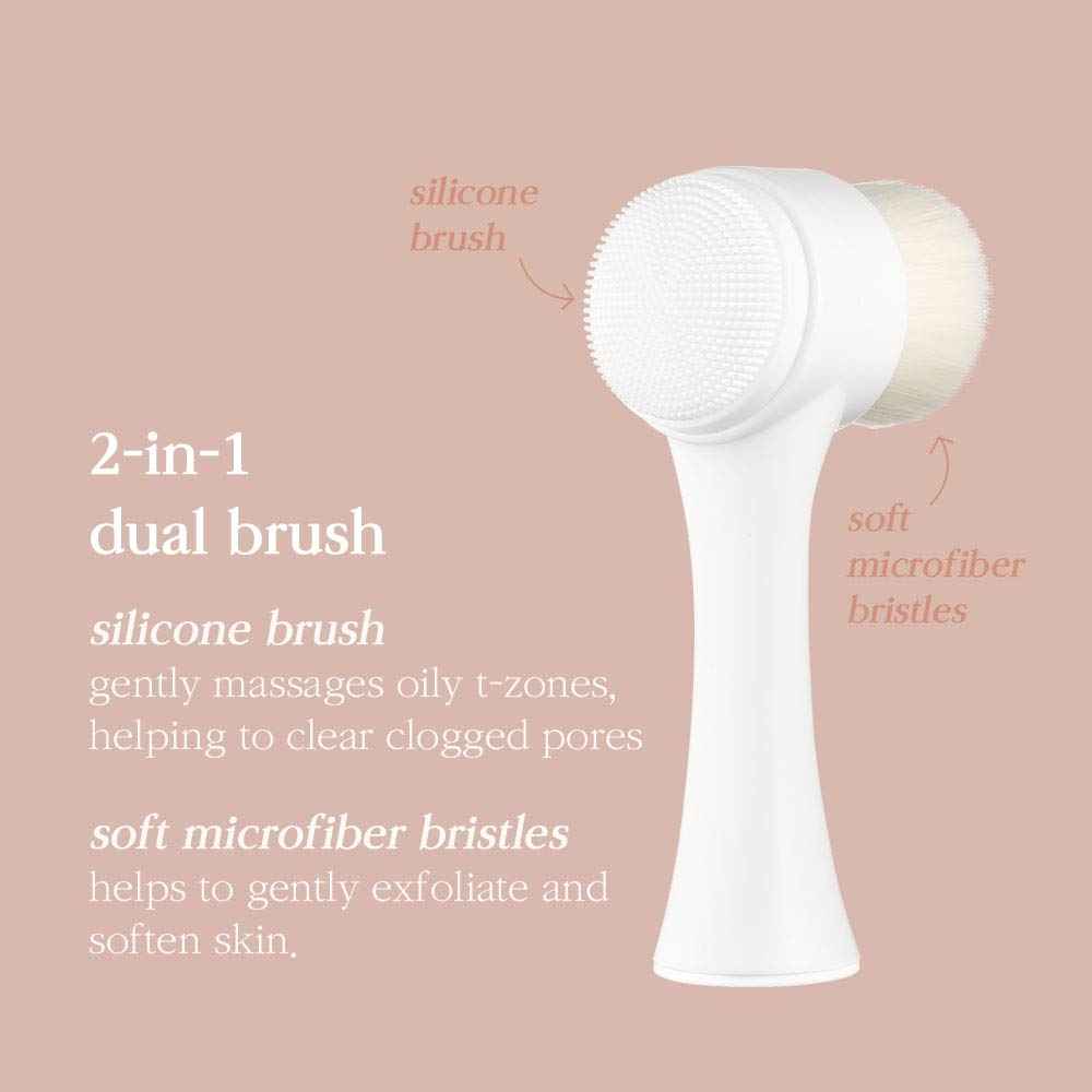 NOONI Facial Cleansing Tool - Marshmallow Whip Maker + Pore Cleansing Tool - Manual Dual Brush | Facial Massager and Exfoliator, Soft Bristle & Silicone Brush, 1 Count Bundle