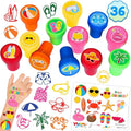 36PCS Beach Party Favors Set - 24 Temporary Tattoos & 12 Stamps