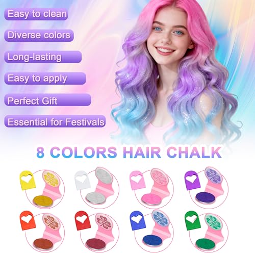 8 Color Temporary Washable Hair Chalk for Women