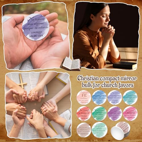40 Pcs Spanish Christian Compact Mirrors for Women Inspirational Bible Verse Pocket Mirror Mini Purse Makeup Mirror Regalos Cristianos En Espa?ol for Mom Pastor Wife Church Party Favor