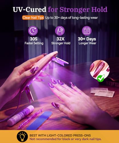 PHIXBEAR UV Jelly Nail Adhesive Tabs - 288pcs, 12 Sizes, 30+ Days Wear