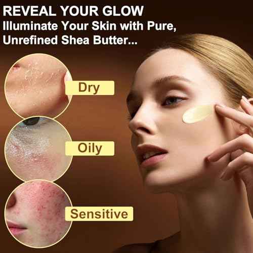 Raw & Unrefined Shea Butter for Body, Face & Hair, Pure Shea Butter with vitamins A, E & F, Long-Lasting Hydration for Dry Skin, Hair Care, DIY Lip Balm, Natural Moisturizer