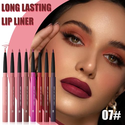 8-Piece Gel Lip Liner Set - Matte, Waterproof, 24HR Wear