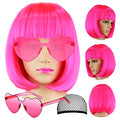 Short Bob Wig with Bangs - Colorful Synthetic Cosplay Wig for Women