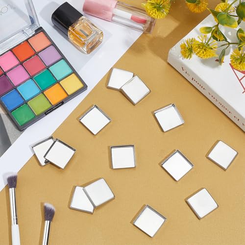 50 Pack Metal Eyeshadow Pans 26mm Square Stainless Steel
