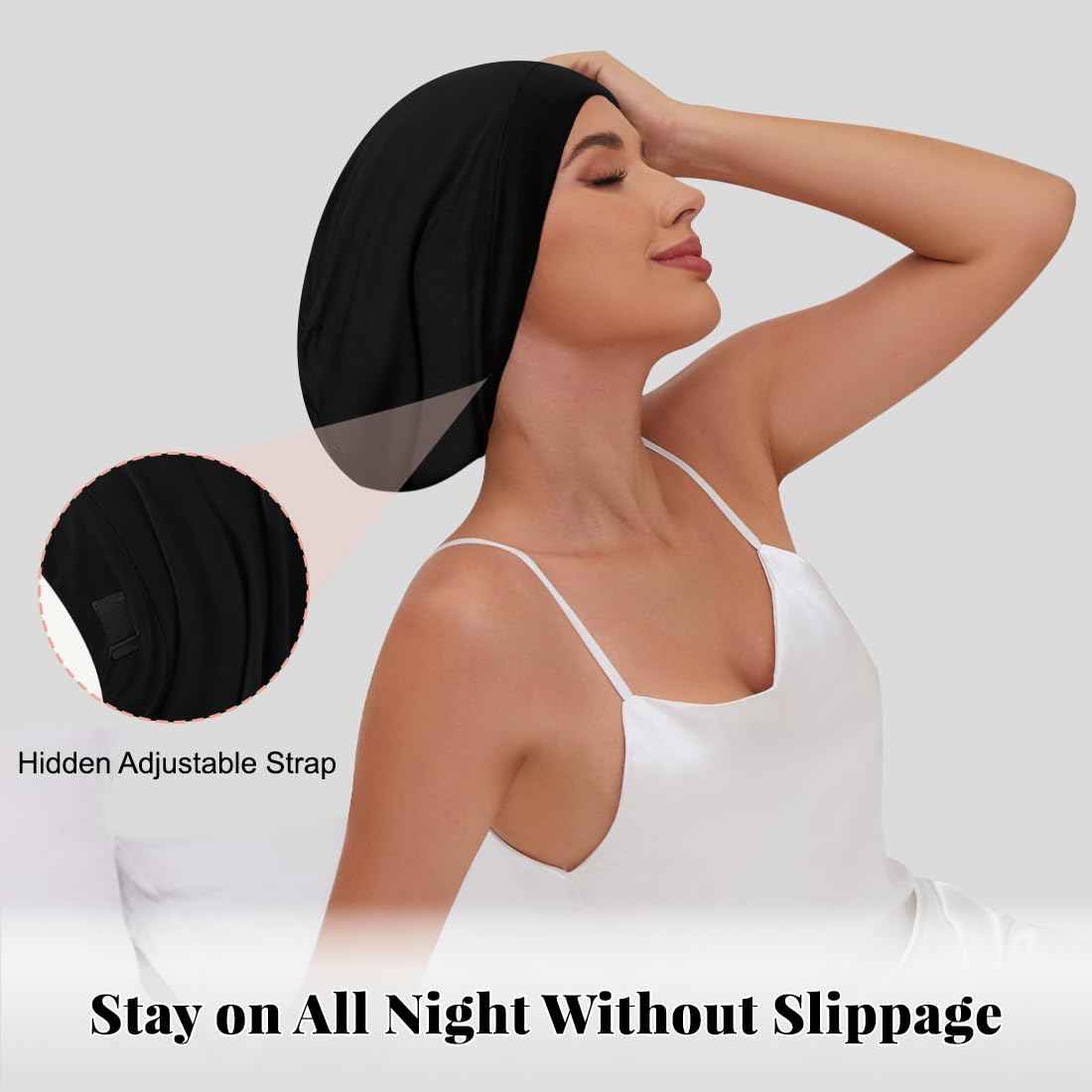 Kafteri 2 PCS Satin Silk Bonnet for Sleeping Women,Double Layer Hair Wrap Sleeping for Women Men, Silk Satin Lined Beanie Sleep Cap for Curly Hair Adjustable
