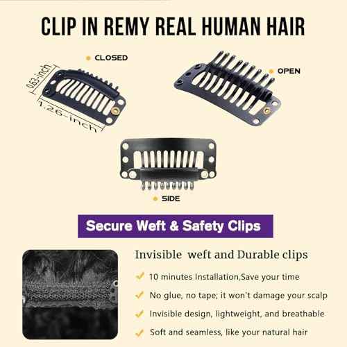 Curly Clip in Hair Extensions,Real Human Hair Afro Kinky Curly Clip in Hair Extensions for Women,Remy Human Curly Clip ins Human Hair 8 Pcs with 20 Clips,16 inch