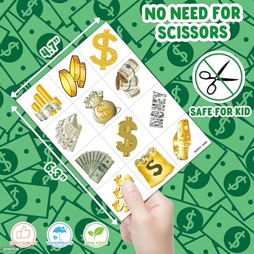 96 PCS Fun Money Temporary Tattoos for Kids - Party Favors