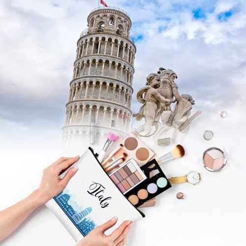 9 Pcs Italy Cosmetic Bag Souvenir Italy Travel Gifts Italian Makeup Purse Zipper Pouch for Girls Women Traveler Birthday Christmas Party Favors