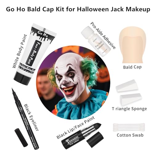 Jack Skeleton Makeup Kit with Bald Cap - 8-Piece SFX Cosplay Set