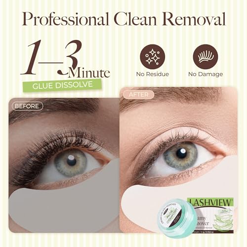 LASHVIEW Eyelash Extension Remover Cream 10g – Gentle, Hypoallergenic Lash Removal Kit with Eye Patches & Applicator