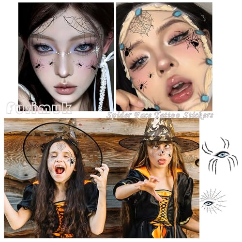 Halloween Spider Web Eye Tattoos - 10 Sheets Temporary Eyeshadow Stickers