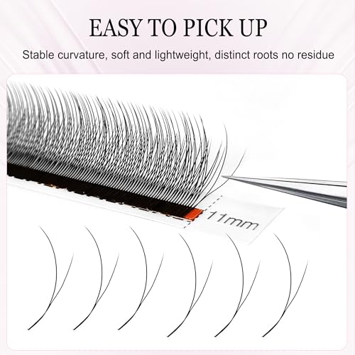 CoMango Fox EyeLashes Extension 2D Fans Flying YY Lashes Y Shaped Wispy Lashes Foy YY Lashes Mink Premade Lash Fans C/D Curly Natural Fluffy Handmade Individual Eyelash Fans(Black,2D-D-mix8-13mm)