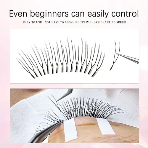 CoMango U Lash Extensions Premade Fans U Shape Eyelash Extension 2D UU Lash Fan Double Tips D Curly U Type Volume Lashes Fan 0.07mm Natural Eyelash Extensions Salon Supplies(black,UU-0.07-D-8-15mm)