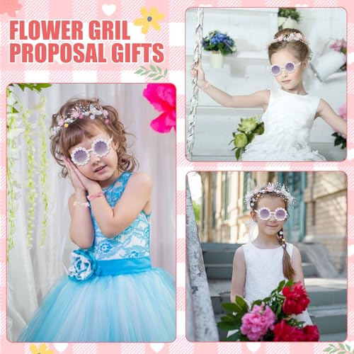 38Pcs Flower Girl Proposal Gift Set Including Flower Girl Bags Canvas Bag Glasses Headband Bracelet Diamond Pen Hair Accessories Scunchies Card For Wedding Engagement Bridal Shower Party