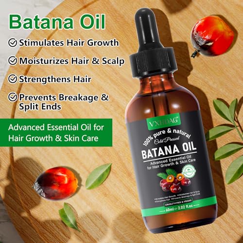 Batana Oil for Hair Growth with Scalp Massager - 100% Pure & Natural Batana Oil from Honduras, Eliminate Hair Split Ends,Enhances Hair & Skin Radiance Nourishment, All Hair Types 2.02 fl oz