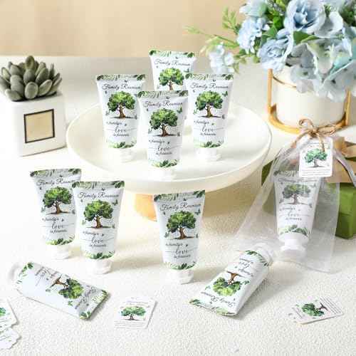 60 Sets Family Reunion Favors Hand Lotion Cream Gifts Bulk Family Reunion Game Decorations with Card Organza Bags for Table Centerpieces Party Decor