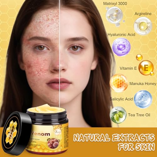 Bee Venom Skin Cream, New Upgrade 2pcs 60g Multipurpose Bee Venom Skin Treatment Cream for Repair, Moisturize and Lift