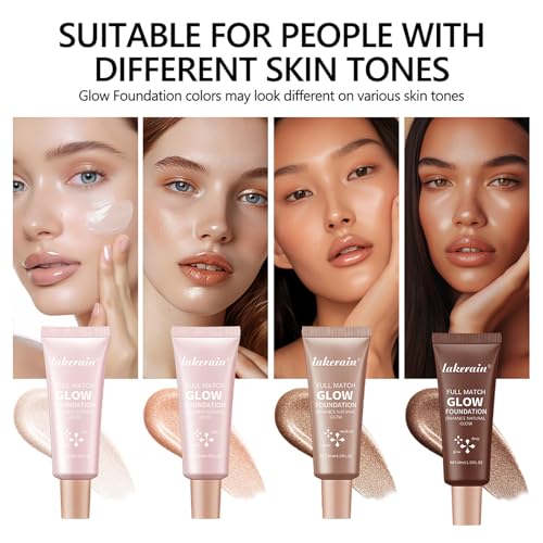 Multi-purpose Glow Liquid Foundation Makeup,Full Match Highlighter Makeup for Face Body,High Coverage Lightweight Long-Lasting Foundation,Wear Alone for Bright Shiny Finish(#2)