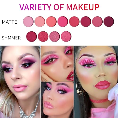 Pink Eyeshadow Palette - 12 Colors Matte & Shimmer
