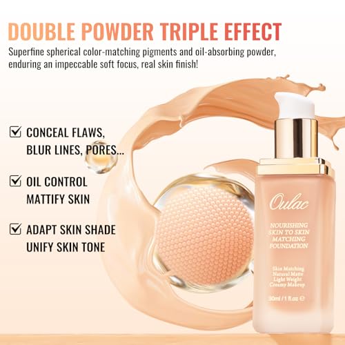 Oulac Foundation Makeup Medium to High Coverage Caramel 16