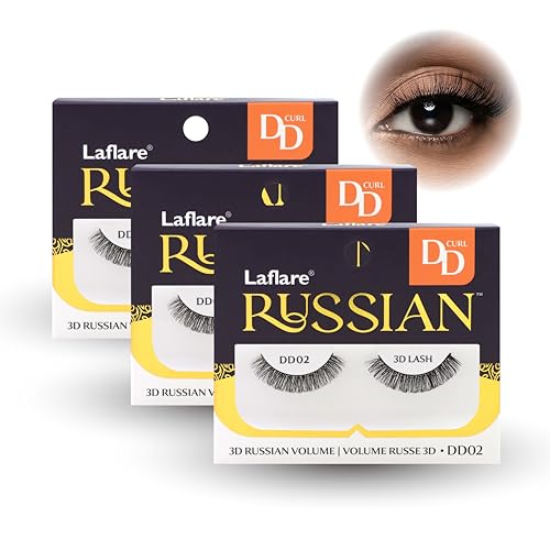 Laflare 3D Russian Volume Strip Lashes - Wispy Fluffy Faux Mink