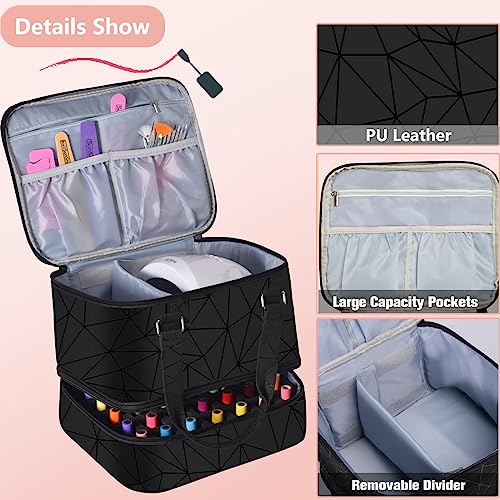 Nail Polish Organizer Case - Holds 42+ Bottles & Nail Lamp