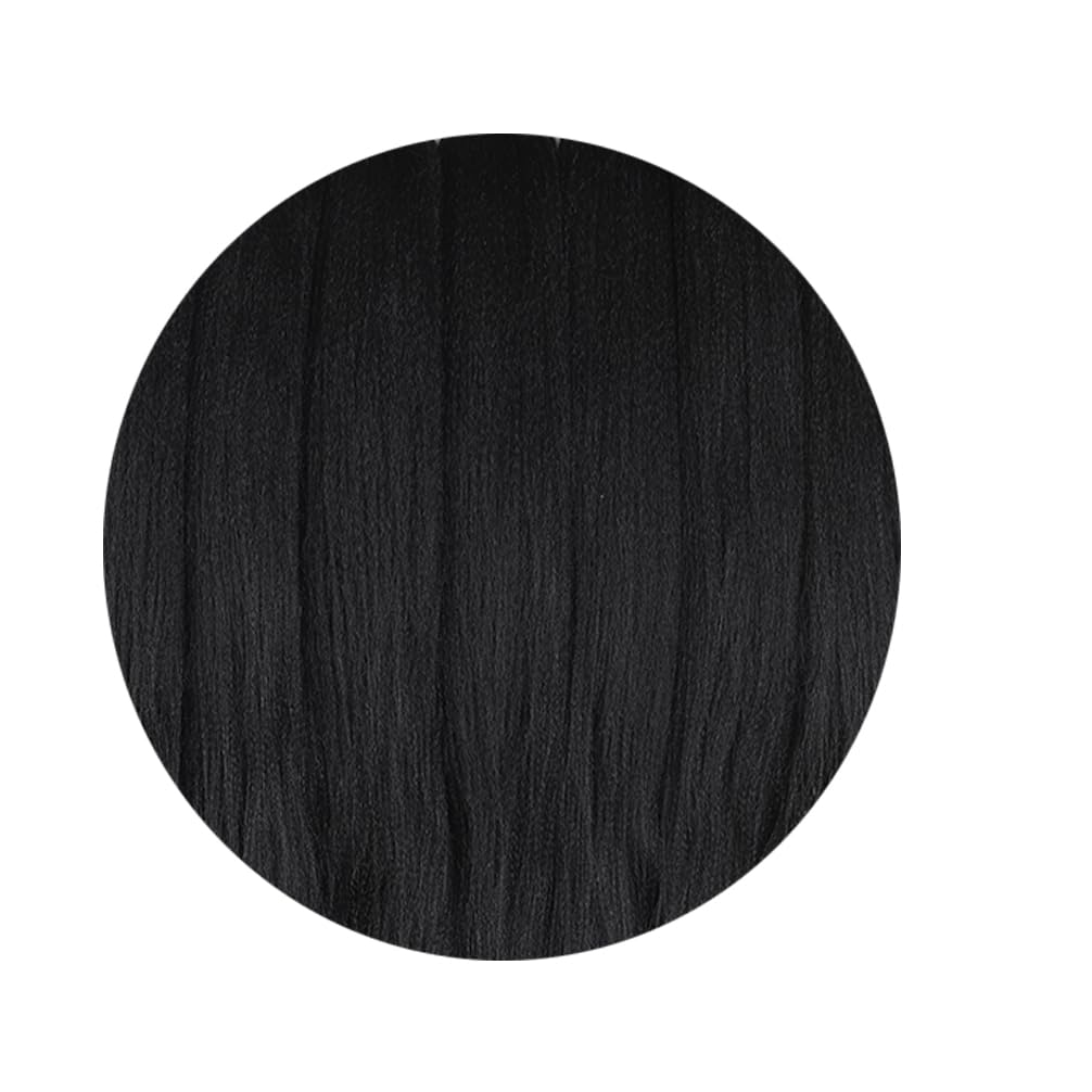 BALINGHAIR Pre Stretched Braiding Hair 1B Kanekalon Flame Retardant Synthetic Fiber Braids Hair Extensions 20 Inch Natural Black(1B-3Pcs)