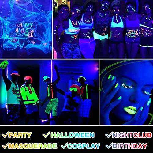Glow in the Dark Face Body Paint,Washable Neon Face Body Paint,Black Light Face Makeup for Party Halloween Christmas Cosplay Masquerade Etc 0.48oz Set of 6 Tubes(6 colors)