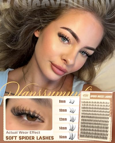 Spider Breeze D Curl Lash Clusters, 8-16mm Wispy Eyelash Extensions