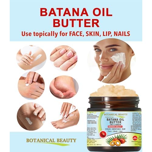 Botanical Beauty BATANA OIL BUTTER 100% Natural Pure Virgin Unrefined Raw for FACE, SKIN, BODY, HAIR, NAILS, DRY SKIN. Batana Oil, Shea Nut Butter, Vitamin E, Beeswax. 4 Fl oz 120 ml