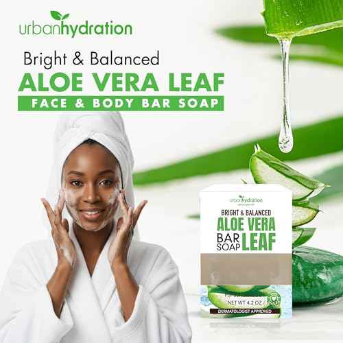 Urban Hydration Aloe Vera Face & Body Bar Soap 6 Pack | Suitable for Daily Use, Silicone, Paraben, Polybead and Sulfate Free, Safe for Oily, Psoriasis and Eczema Prone Skin | 4.2 Ounces