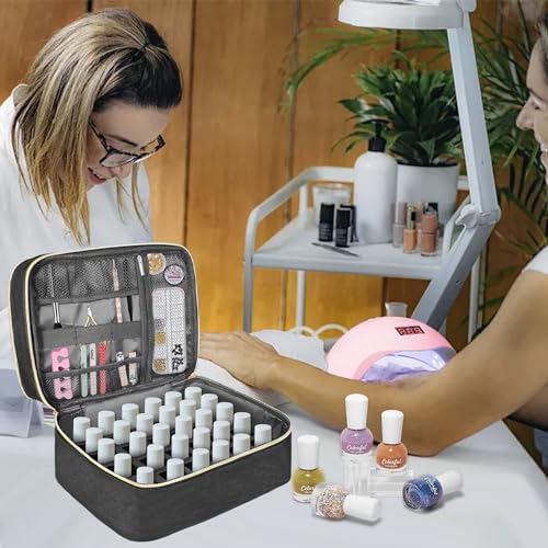 Nail Polish Organizer Case - Holds 30 Bottles & UV Lamp