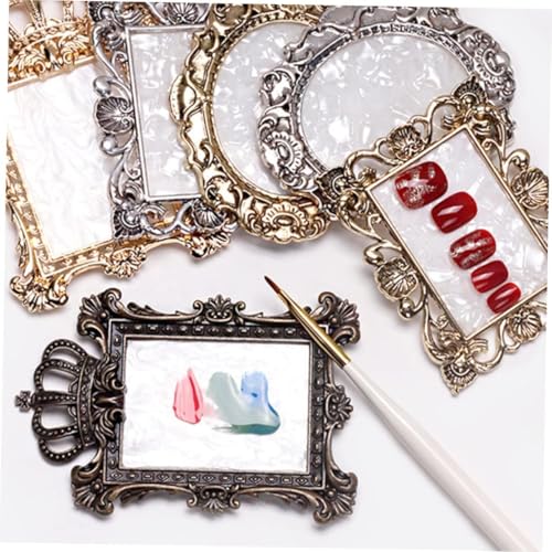 Nail Art Palette, 2 Pcs Resin Mixing Plate with Copper Edge