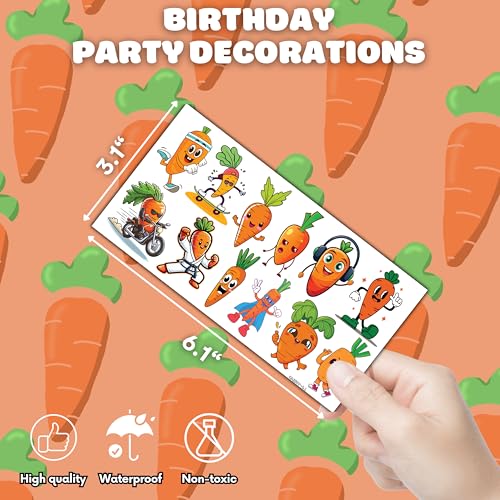 117 PCS Carrot Temporary Tattoos for Kids - Party Favors