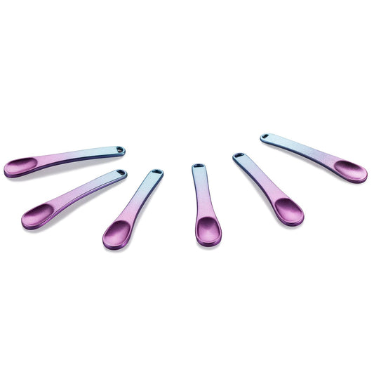 6 Pack Metal Makeup Spatula, Mini Spoon, Beauty Scoop for Facial Cosmetic, Face Mask (Gradient Purple)