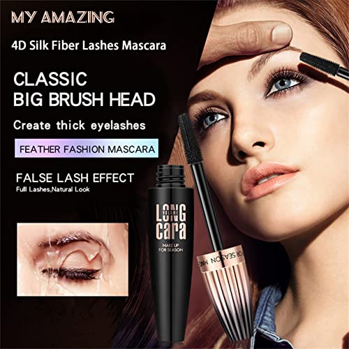 4D Silk Fiber Mascara Black Waterproof Volume & Length - 2 Pack