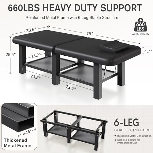 Professional Massage Table 30.5" W × 75" L Folding Spa Bed
