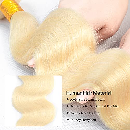 613 Blonde Body Wave Human Hair Bundles - Unprocessed Brazilian 28-32 Inch