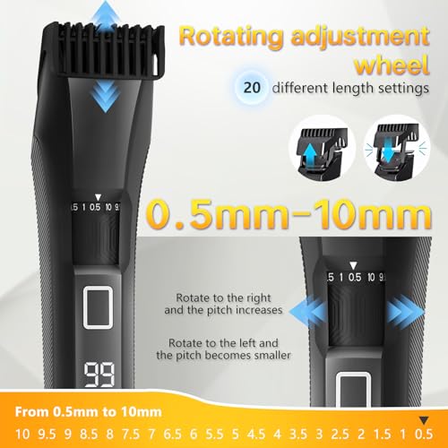 Beatslm Men's Beard Trimmer - 20 Length Settings, IPX7 Waterproof
