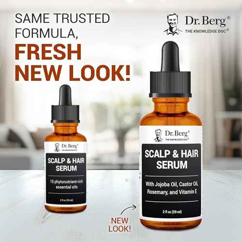 Dr. Berg Scalp & Hair Serum (Improved Formula) with Vitamin D3 & E - Clinically Tested, Paraben- and Sulfate-Free Hair Oil for Women & Men - Includes Rosemary Oil, Castor Oil & Jojoba Oil - 2 Fl oz